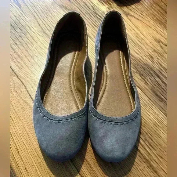 Frye Tinsley Stitch Suede Gray Ballet Flats size 8.5M - Picture 1 of 9